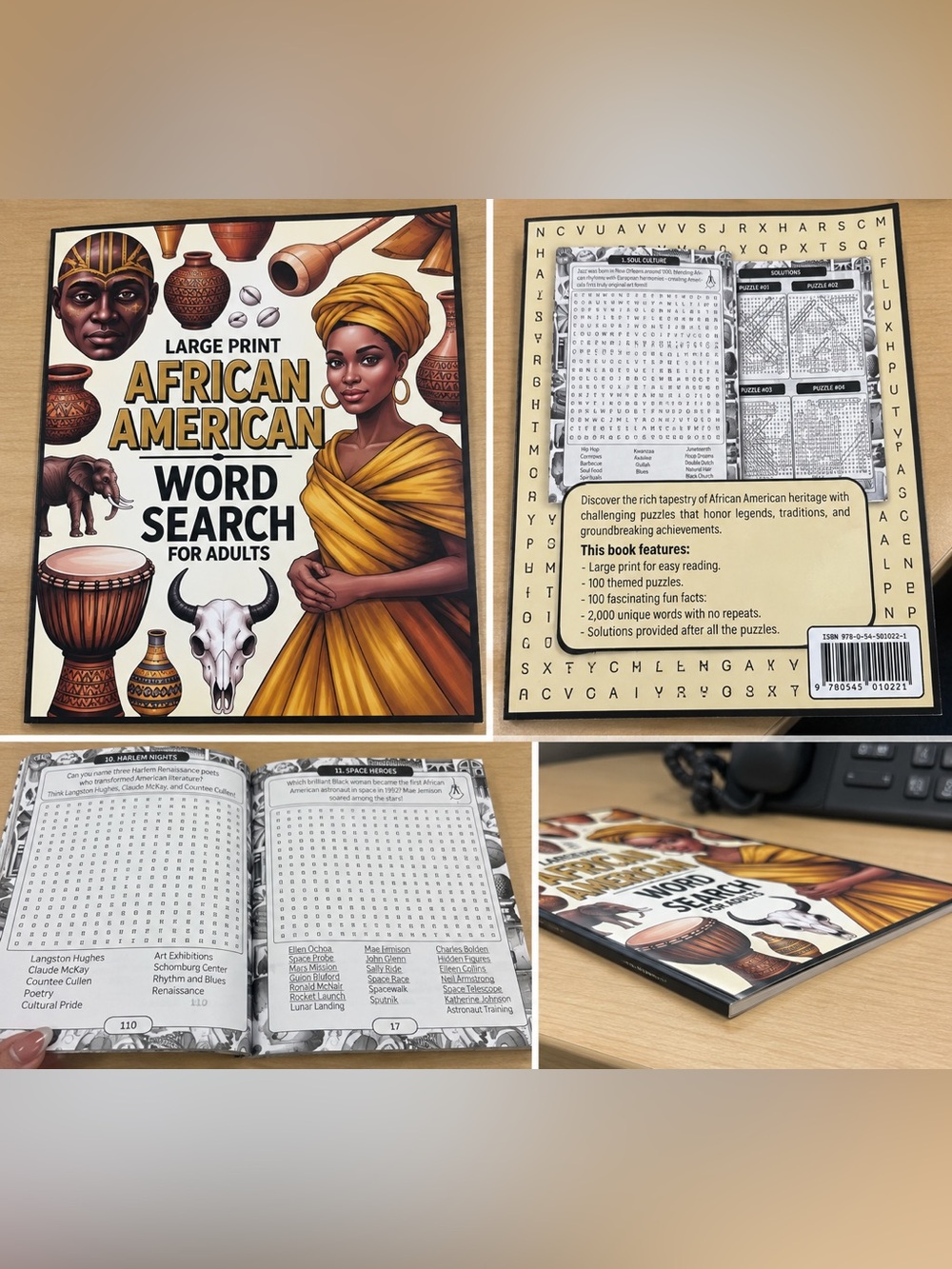 🖤 Large Print African American Word Search for Adults